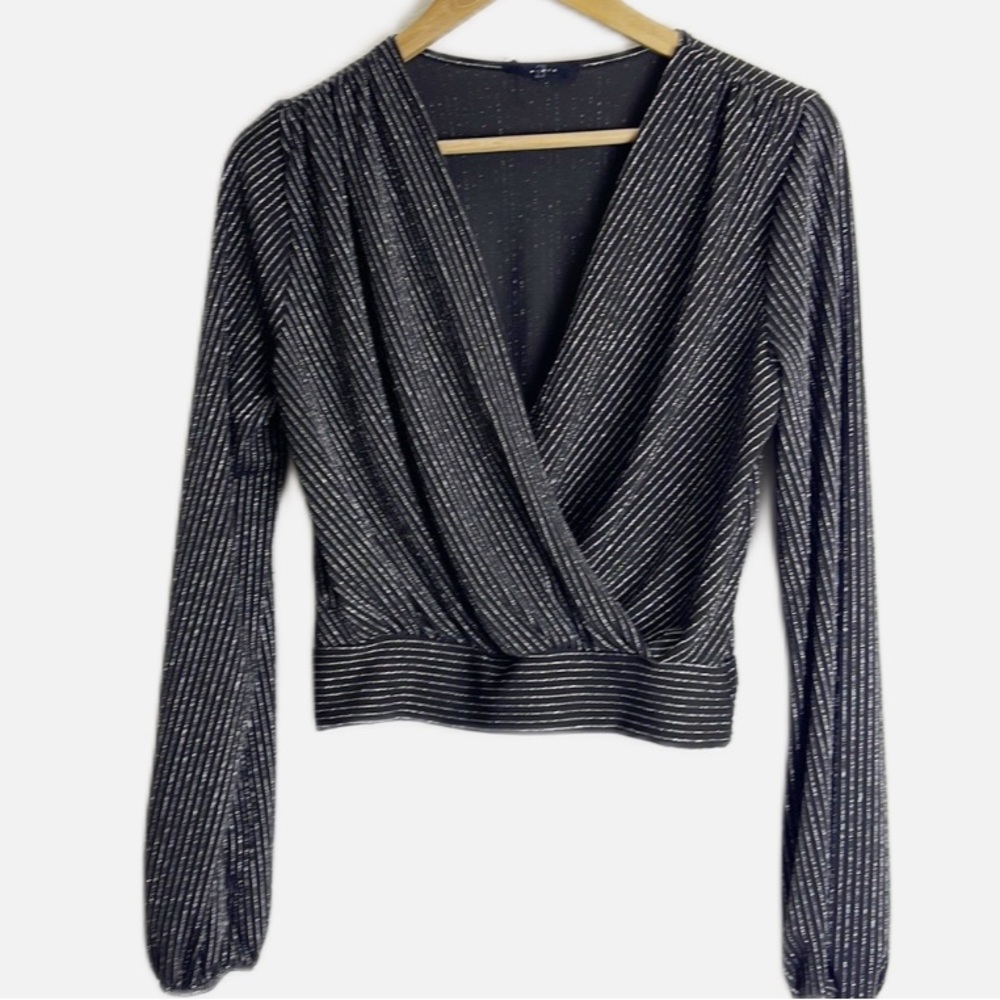 21 Saints metallic stripe wrap front top M